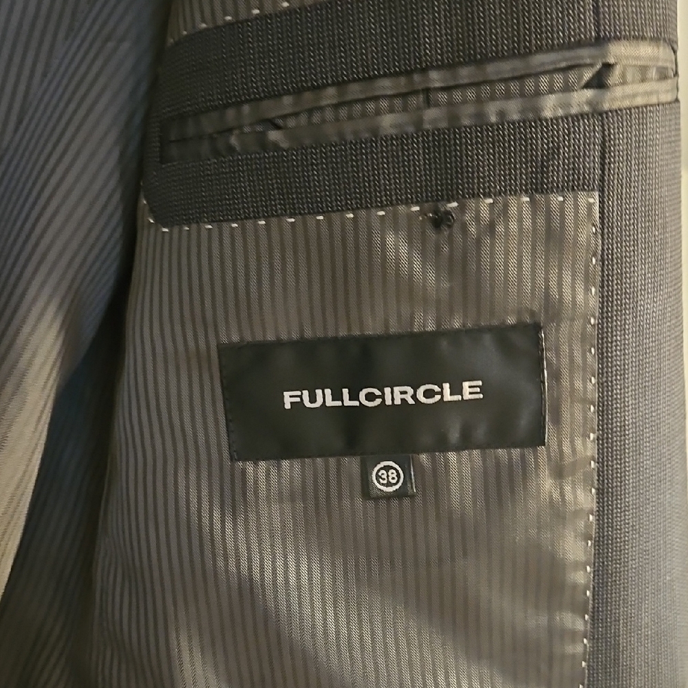 Full circle Mens Gray Wool blend Tuxedo Blazer (38) Pants (30) double breasted - Picture 2 of 9